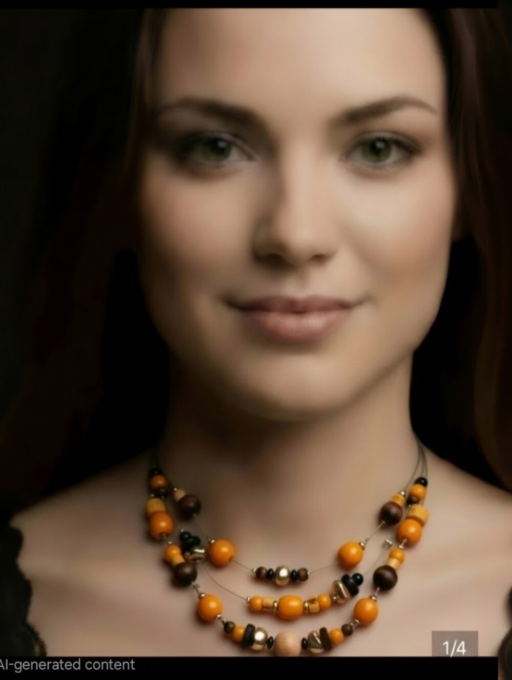 Chicos Orange and Brown Multi-Strand Beaded Necklace